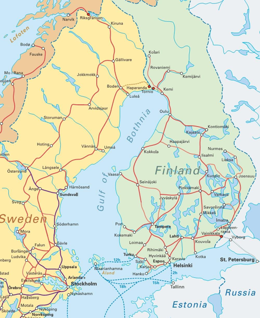 Finska vlak zemljevid
