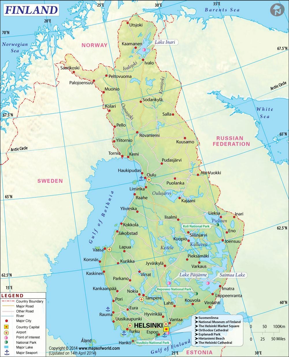 Zemljevid Finske geografija