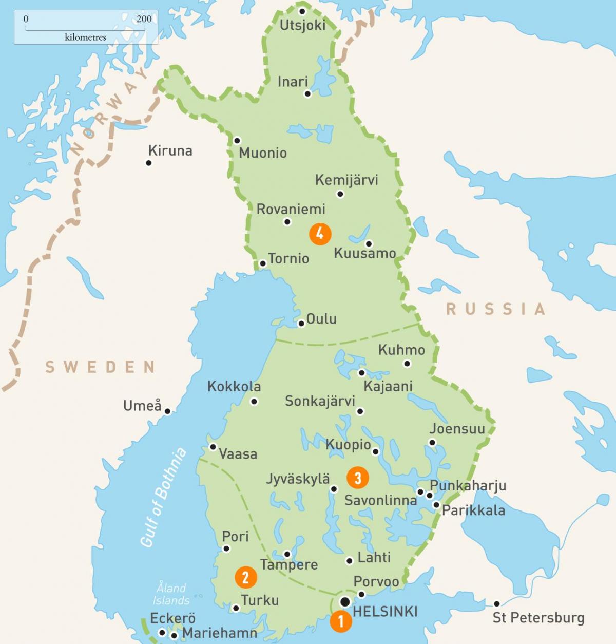 Zemljevid Finska jezera