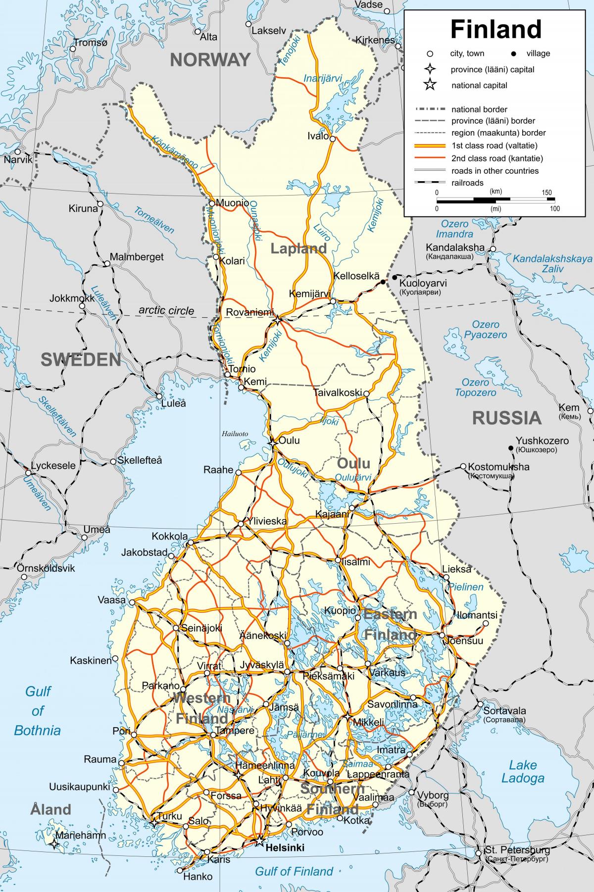 Zemljevid Finske politične