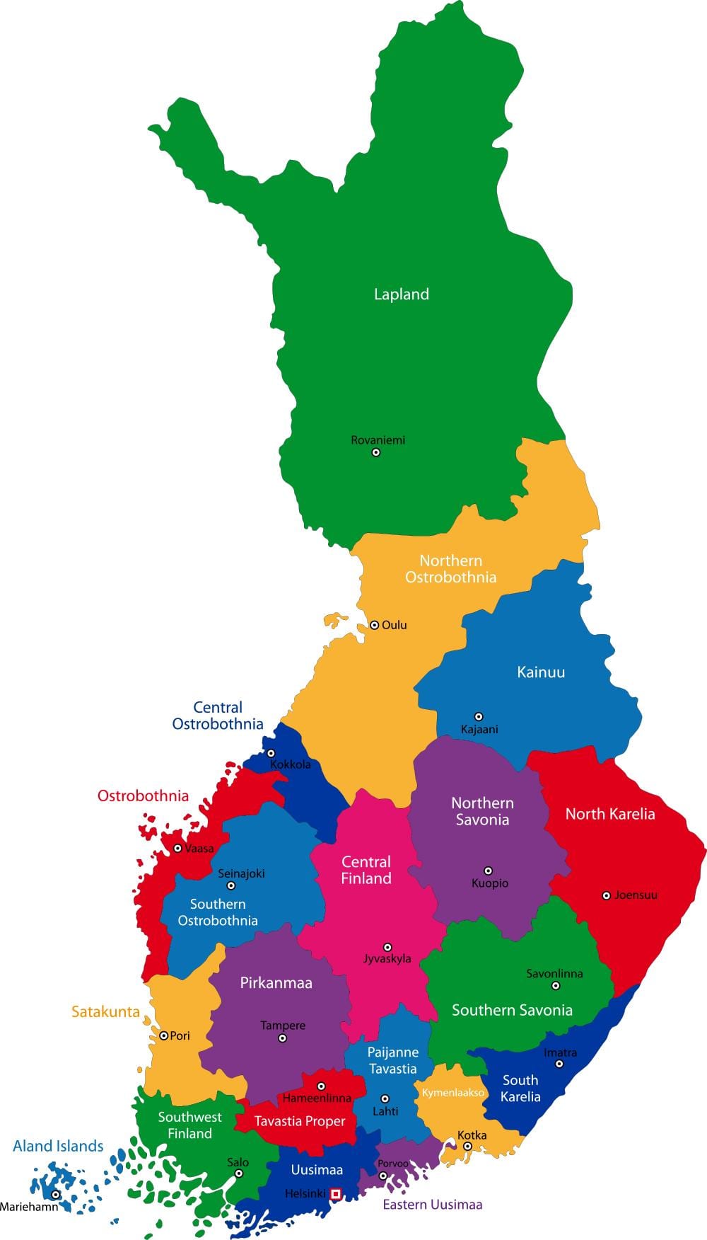 Finska provincah zemljevid