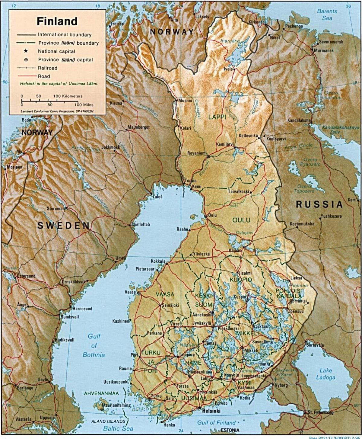 Zemljevid Finske topografske