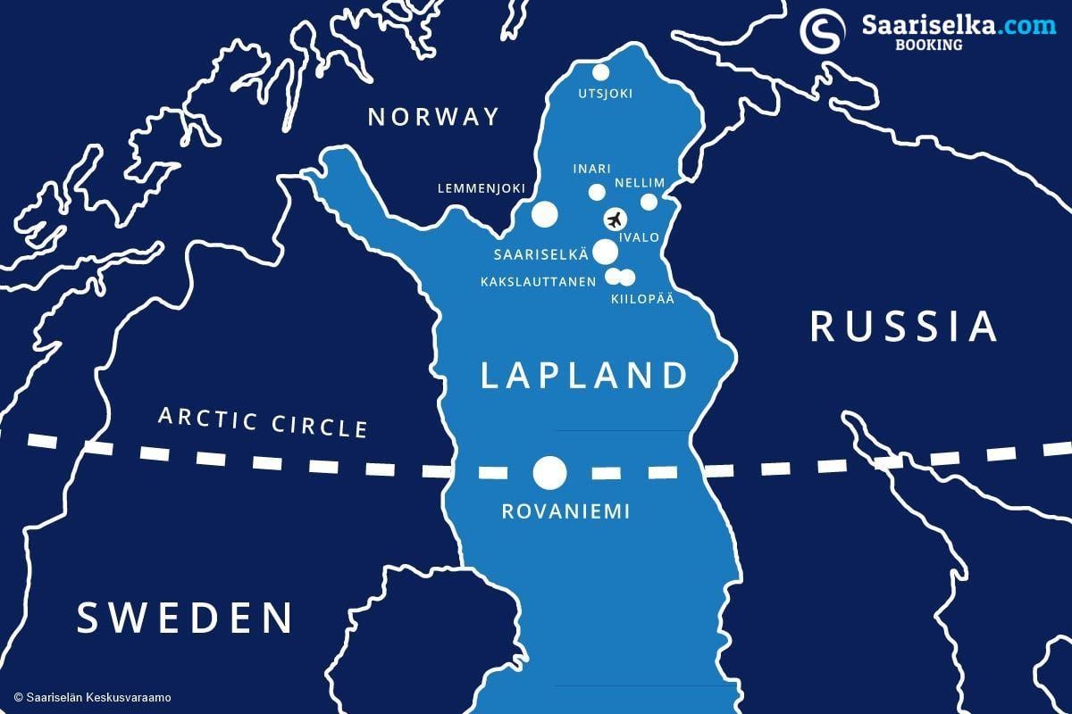 zemljevid saariselka Finska