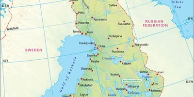 Zemljevid Finske geografija
