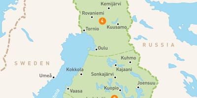 Zemljevid Finska jezera