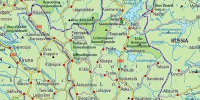 Zemljevid Finske, pohodništvo